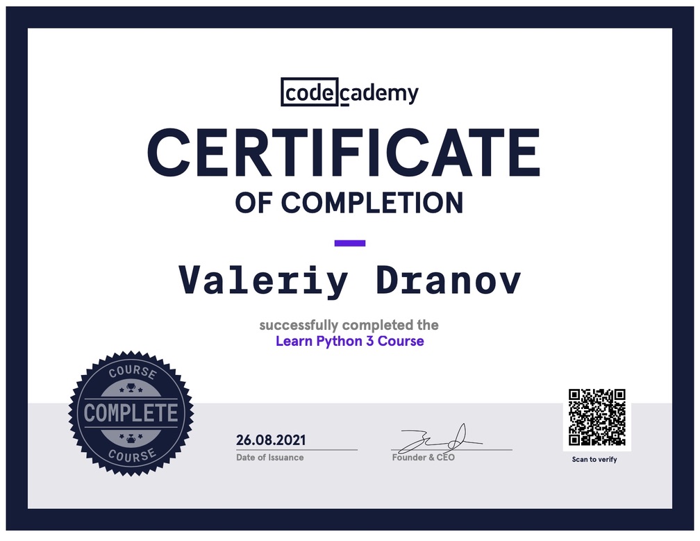 Python certificate